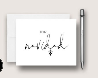 Minimalist Feliz Navidad Card Set. Simple  Spanish Christmas Card Set. Modern Holiday Card Set. Business Christmas Card. DT3305