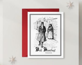 Christmas Card Set A Christmas Carol Charles Dickens Scrooge Bah Humbug Christmas Card. Holiday Card. A2 Greeting Card. DT2012
