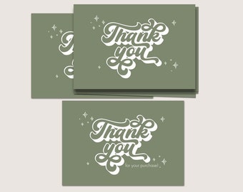 Thank You Cards, Physical Small Business Thank You Cards, Retro Thank You Cards, Groovy Packaging Inserts, Shipping Supplies, DT3447