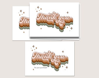 Thank You Cards, Physical Small Business Thank You Cards, Retro Thank You Cards, Groovy Packaging Inserts, Shipping Supplies, DT3444