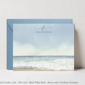 Personalized Stationery Cards, Beach Flat Note Cards, Ocean View Notecard Set, Return Address Option, DT3219