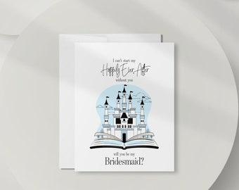 Fairy Tale Bridesmaid Proposal Card: Be My Bridesmaid Happily Ever After Castle Design DT2719