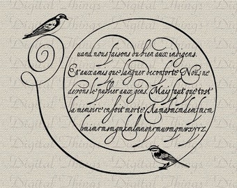 French Script Transfer Etsy