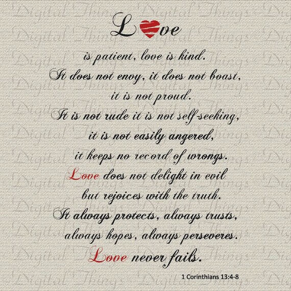 Bible Love Valentine Day Quotations 1 Corinthians 13 Love Is Bible Inspirational Valentines Day | Etsy Singapore