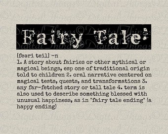 FAIRY TALE Definition Word Art Typography Wall Decor Art Printable Digital Download for Iron on Transfer Fabric Pillows Tea Towels DT813