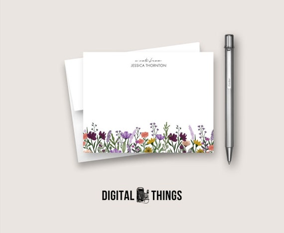 Personalized Stationery  Wildflower Note Cards Notecards