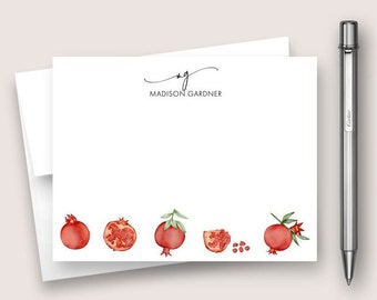 Personalized Note Card Set. Personalized Stationery Set. Personalized Stationary Card Set. Pomegranate Fruit Card Set. DT3070