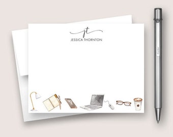 Personalized Note Card Set. Personalized Stationery Set. Personalized Stationary Card Set. Office Card Set. Teacher Gift For Her DT3087