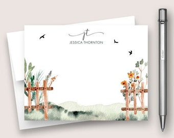 Personalized Note Card Set. Personalized Stationery Set. Personalized Stationary Card Set. Garden Gate Card Set. DT3032