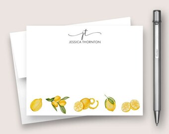 Personalized Note Card Set. Personalized Stationery Set. Personalized Stationary Card Set. Lemon Fruit Card Set. DT3062