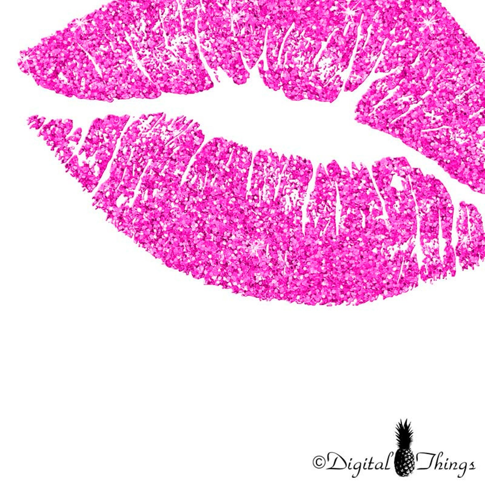 Pink Glitter Kiss Glitter Lips Glitter Printable Glitter Etsy