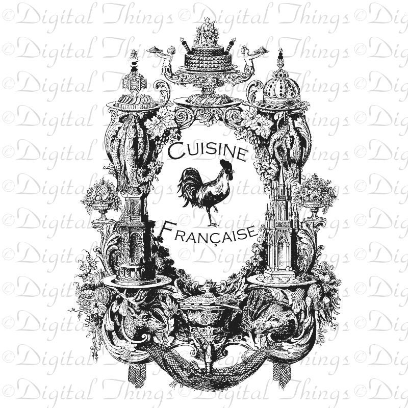 Vintage French Rooster Cuisine Food 
