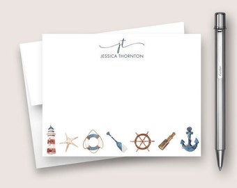 Personalized Note Card Set. Personalized Stationery Set. Personalized Stationary Card Set. Nautical Stationery. Nautical Card Set. DT3084