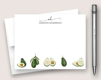 Personalized Note Card Set. Personalized Stationery Set. Personalized Stationary Card Set. Avocado Fruit Card Set. DT3069