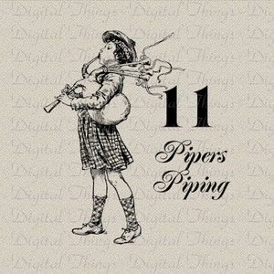 12 Twelve Days of Christmas Piper Piping Bag Pipes Printable Print ...