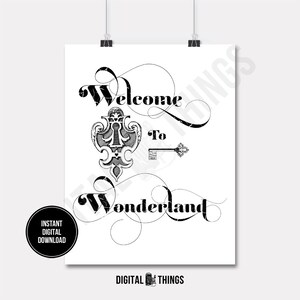 Sleutel en sleutelgat Alice In Wonderland Lewis Carroll afdrukbare print digitale Instant Download voor kunst of opstrijktransfer DT1368