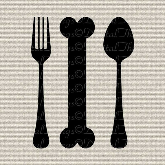 Dog Art Pet Art Dog Bone Fork And Spoon Wall Decor Printable Etsy