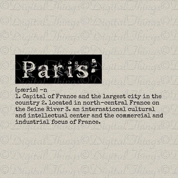 PARIS Definition Dictionary Art Typewriter Word Art Typography Etsy