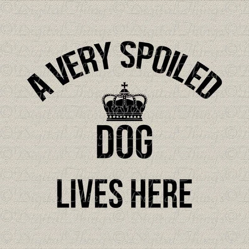 Spoiled Dog Lives Here Dog Art Typography Home Decor Wall Decor Printable Digital Download for Iron on Transfer Tea Towel Tote Pillow DT1491