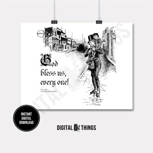 A Christmas Carol Charles Dickens Tiny Tim Decorazione natalizia Stampa digitale Download istantaneo per arte o trasferimento con ferro da stiro DT1244