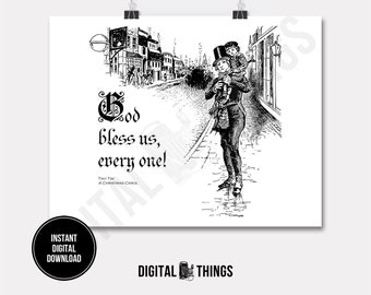 A Christmas Carol Charles Dickens Print: Tiny Tim & Bob Cratchit (Digital Download) DT1244