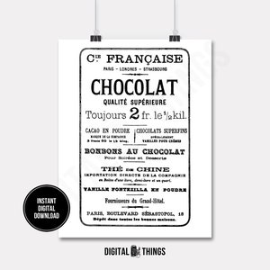Chocolate francês Paris Chocolate francês Decoração para impressão digital Download para transferência a ferro Almofadas de tecido Panos de prato DT191
