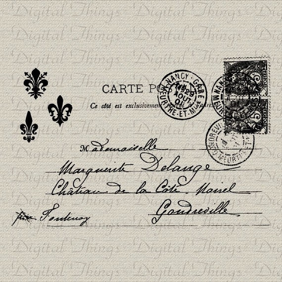 French Stamp Postmark French Postcard French Decor Printable Etsy