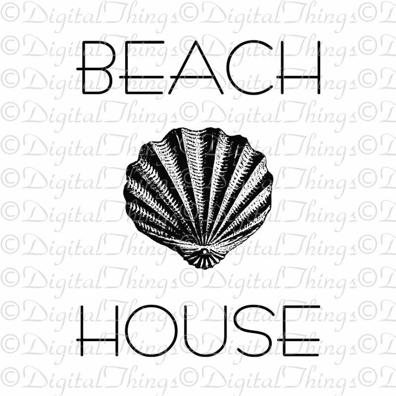 Beach House Sea Shell Seashore Ocean Wall Decor Art Printable Digital Download for Iron on Transfer Fabric Pillows Tea Towels DT1103 image 2