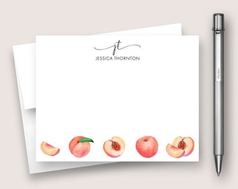 Personalized Note Card Set. Personalized Stationery Set. Personalized Stationary Card Set. Peach Fruit Card Set. DT3064