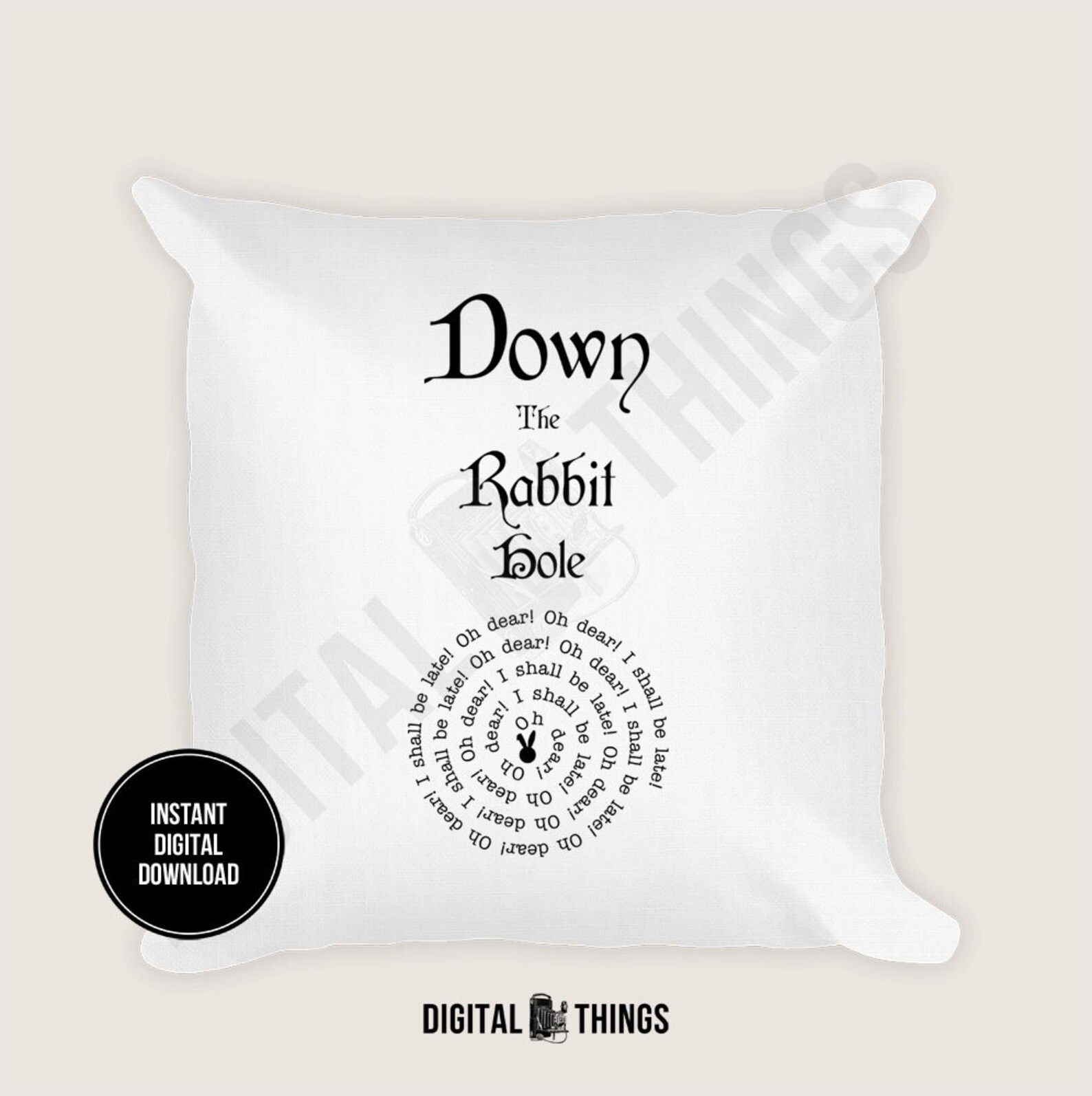 Alice in Wonderland White Rabbit Down Rabbit Hole Word Art Printable ...