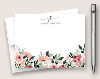 Personalized Note Card Set. Personalized Stationery Set. Personalized Stationary Card Set. Blush Pink Floral Card Set. DT3096