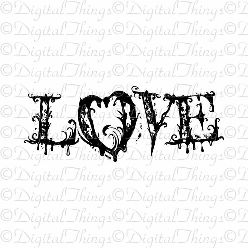 Gothic Grunge Love Valentines Day Typography Wall Decor Art Etsy