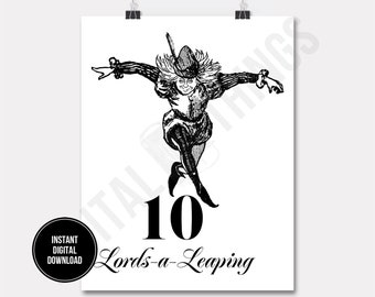 Ten Lords a Leaping Print: 12 giorni di stampa artistica di Natale (download digitale) DT1285