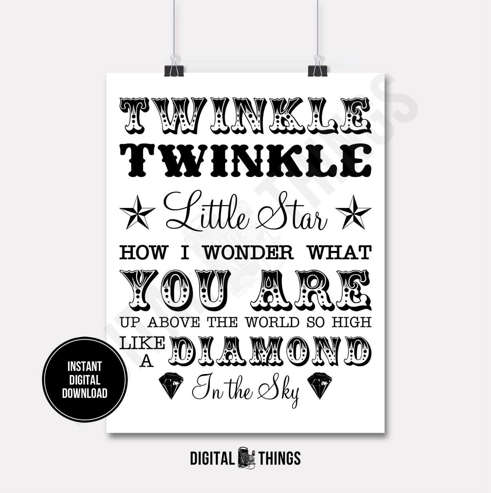 Twinkle Twinkle Little Star Nursery Decor Art Baby Decor Art Etsy