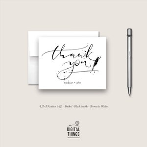 Personalized Wedding Thank You Cards With Envelopes, White or Cream ...