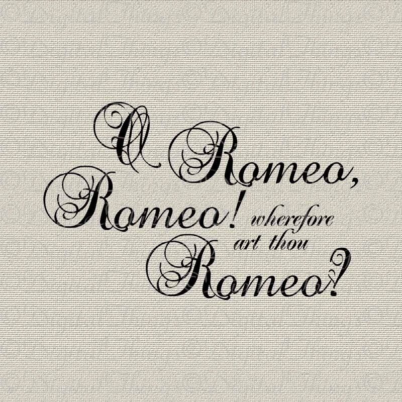 Romeo and Juliet Shakespeare Quote Script Wall Decor Art | Etsy