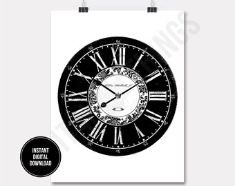 Vintage French CLOCK Paris Hotel French Decor Wall Decor Art Printable Print Digital Instant Download for Art or Iron On Transfer DT776