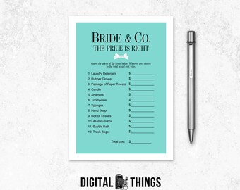 Bride and Co Bridal Shower Game The Price Is Right. Wedding Shower Game Bridal Shower Game Printable Instant Download DT2131