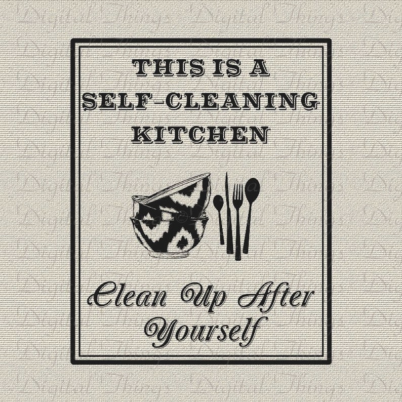 self cleaning kitchen decor art wall decor art printable | etsy