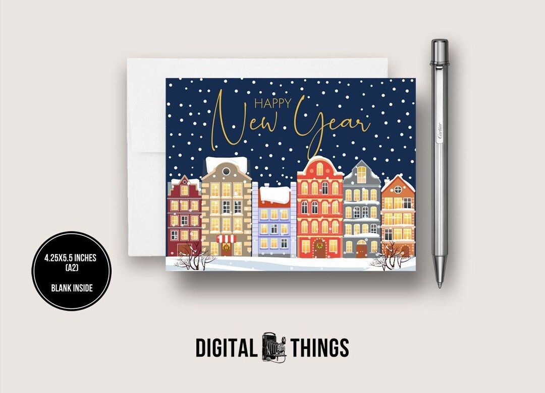 New Years Card. Happy New Year Cards. New Year's Holiday - Etsy