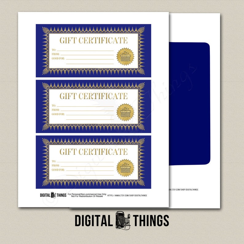 Faux Gold Foil Printable Gift Certificate Coupon Holiday | Etsy
