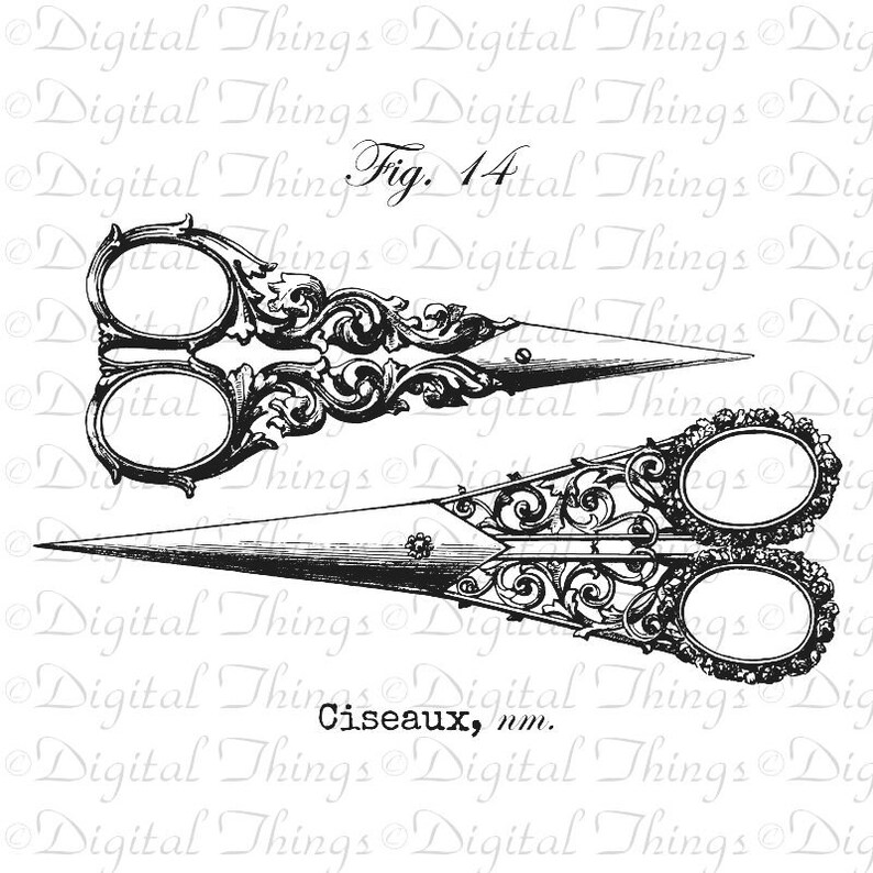 French Vintage Scissors French Script French Decor Printable Etsy