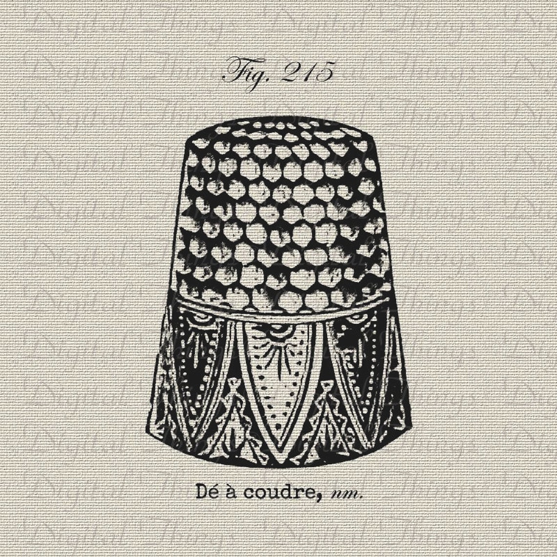 Sew Sewing Vintage Thimble French Script French Decor Etsy