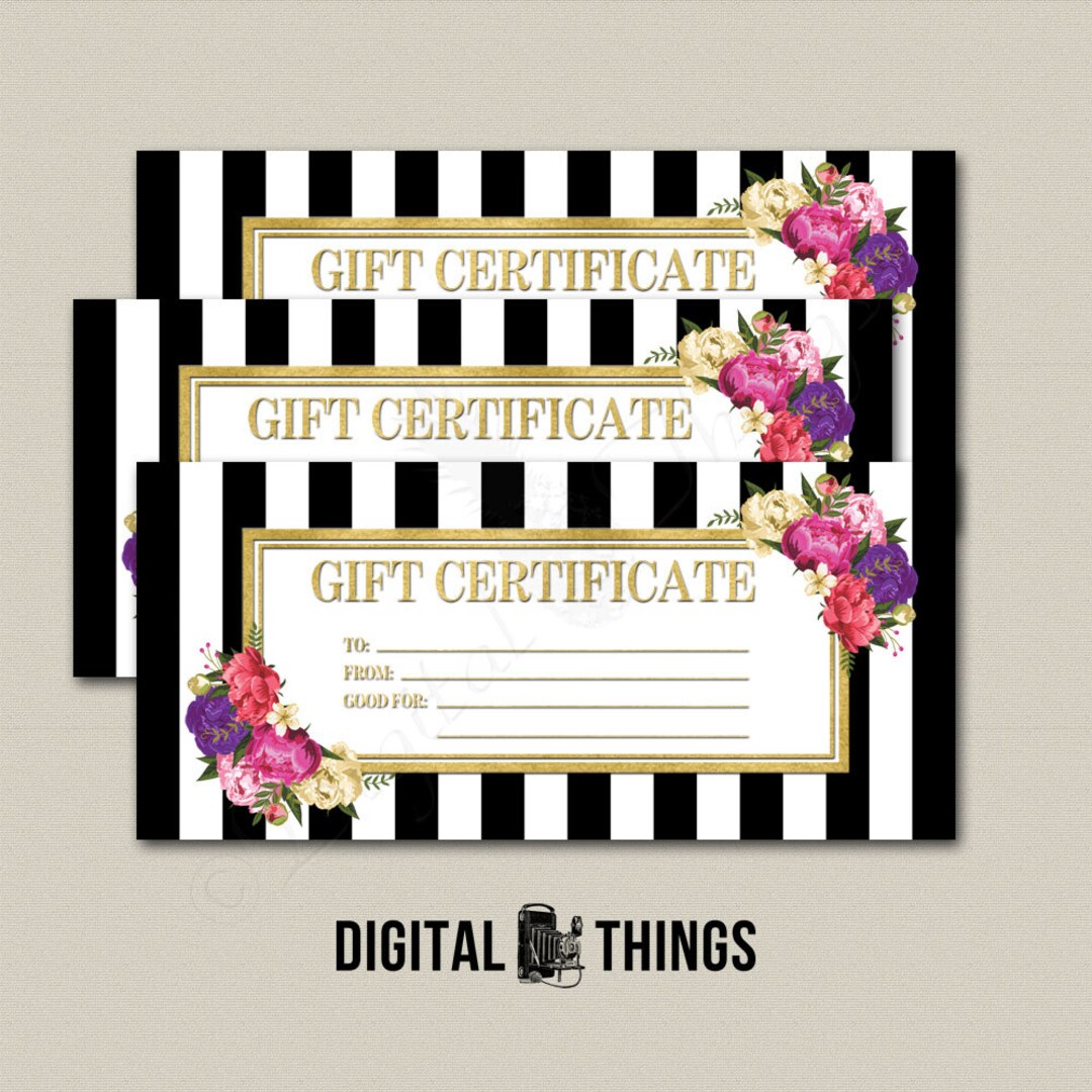 Faux Gold Foil Printable Gift Certificate Coupon Last Minute Gift ...