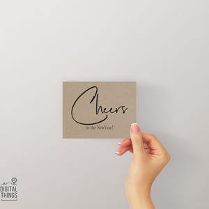 Minimalist Rustic New Year Card Set. Cheers To The New Year Card. Modern New Year Card. Kraft Colored New Year Card. DT2045KFT image 6