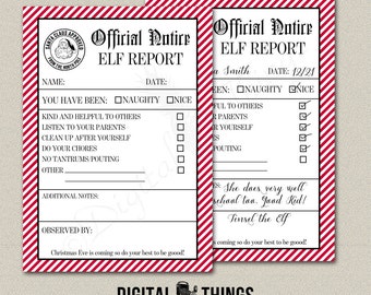 Printable Christmas Elf Report Naughty or Nice List Report Santa List Report Digital Instant Download DT1919