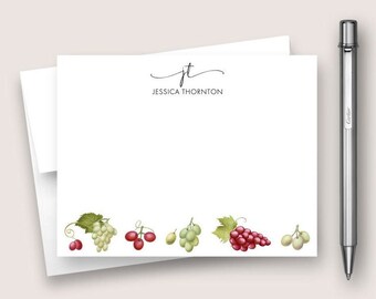 Personalized Note Card Set. Personalized Stationery Set. Personalized Stationary Card Set. Grapes Fruit Card Set. DT3063