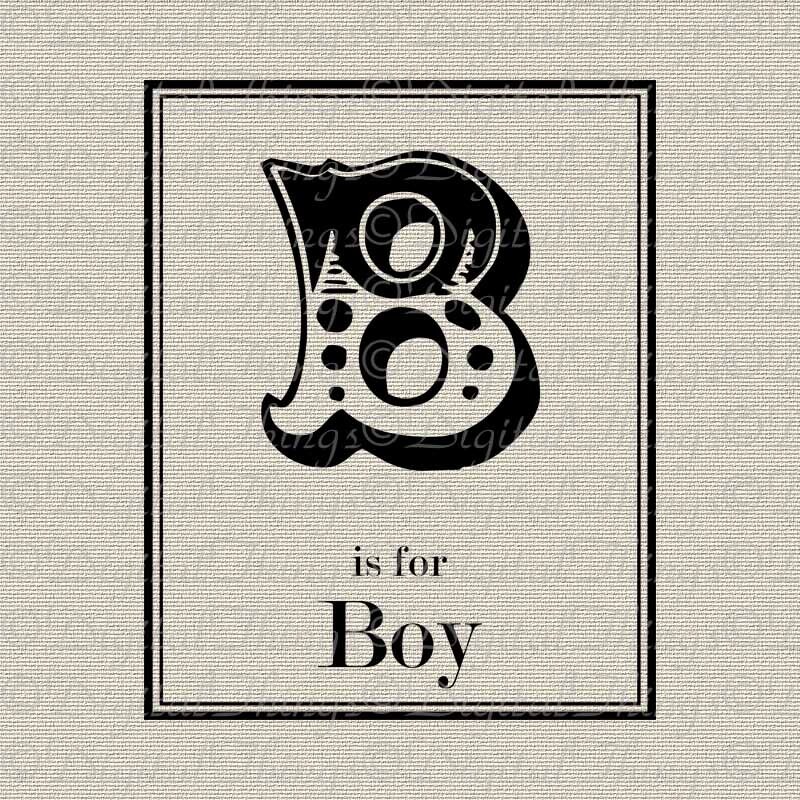 B For BOY Monogram Baby Nursery Art Decor Typography Printable | Etsy