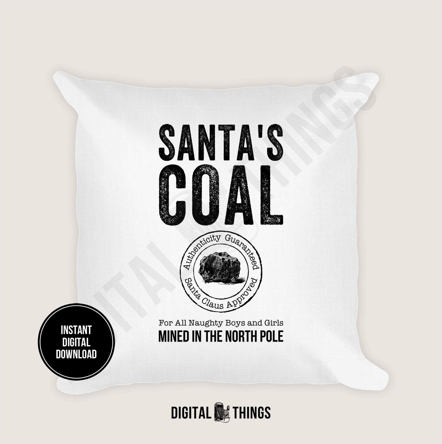 Santa Claus Christmas Coal Holiday Decor Printable Print | Etsy