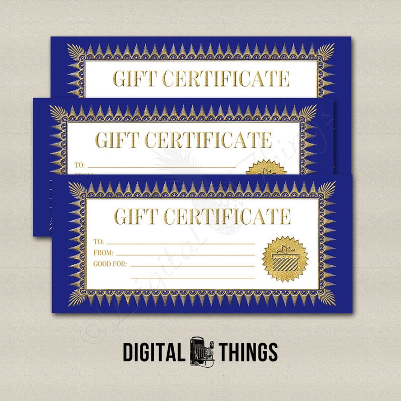 Faux Gold Foil Printable Gift Certificate Coupon Holiday | Etsy